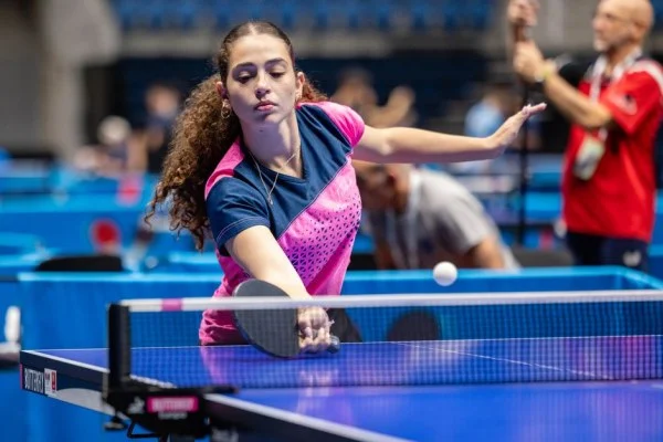 young athlete playing table tennis